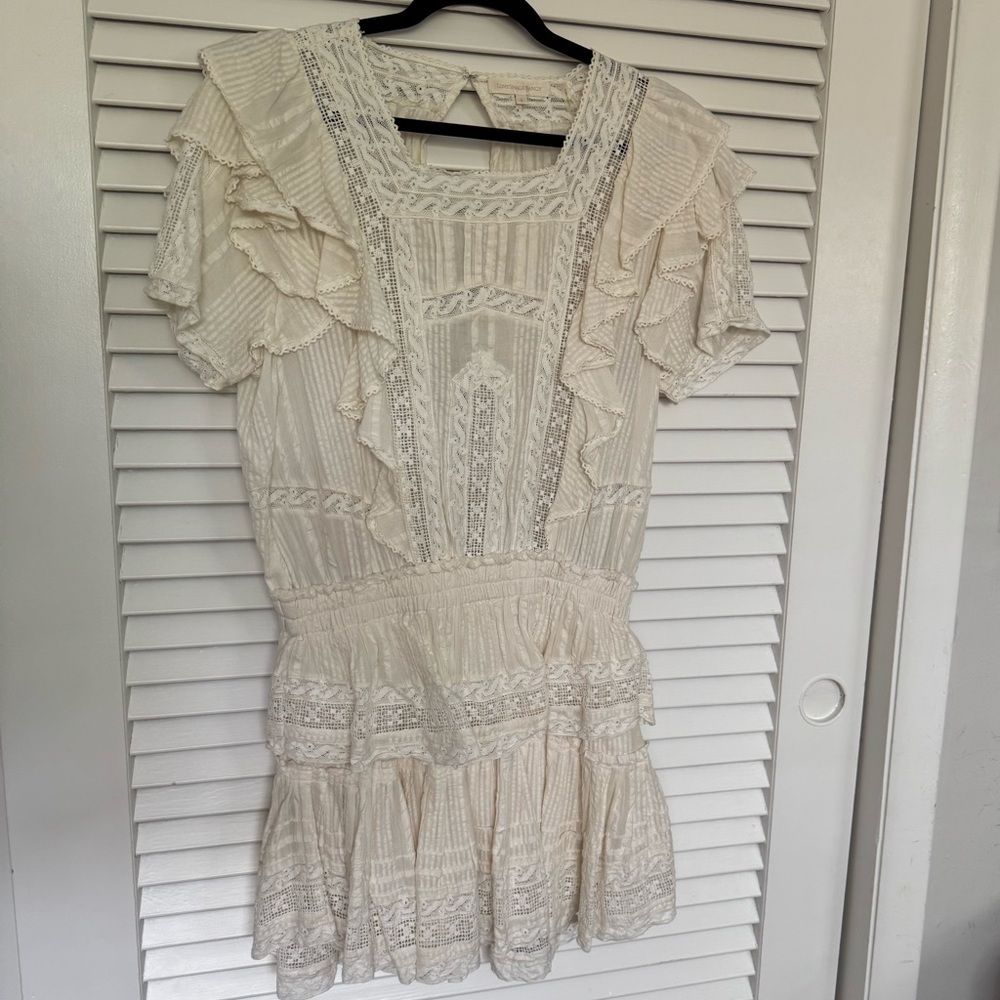 LoveShackFancy Ivory Lace Mini Dress